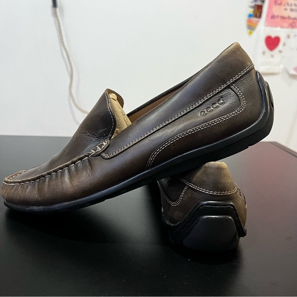 ECCO Men\'s Dark Brown Leather Slip-Ons Loafers 44 Men’s 10 main image 12